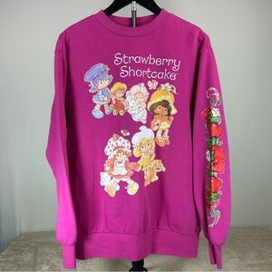 Strawberry Shortcake Pink Graphic Crewneck Sweater XS Y2K